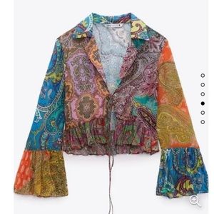 Zara Ruffle Print Blouse, worn once